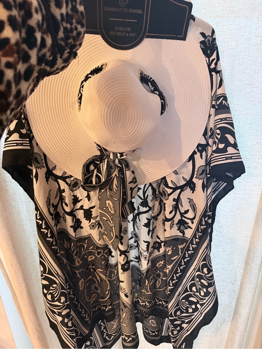 Charlotte Daniel Black & White Printed Swim Cover-Up